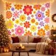 thumbnail image 3 of Retro Floral Pattern With Bright Daisy Blooms, Playful Vintage Style for Flower Lovers, Botanical Wall Art, Mother's Day Gift, Tapestry Wall Hanging for Bedroom and Living Room, 3 of 7
