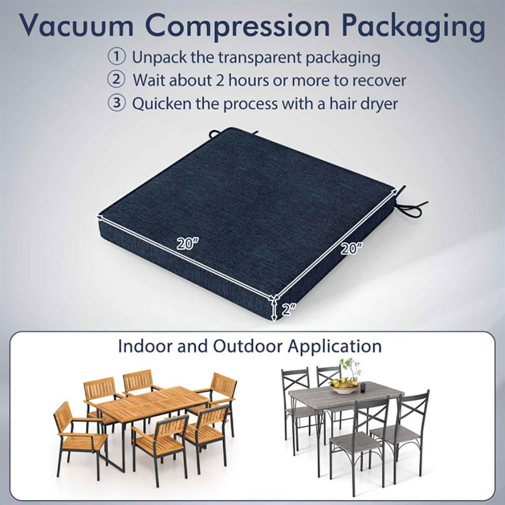 YYAo Outdoor Chair Cushions, Waterproof Outdoor Seat Pads, Outdoor Chair Cushion Set of 2 Waterproof Fade-Resistant Olefin Seat Cushions-Navy