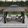 thumbnail image 4 of Purple Leaf 10' x 12' Outdoor Hardtop Gazebo with Double Roof Metal Gazebo,Light Gray, 4 of 18