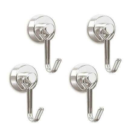 

4Pack Magnetic Hooks Clamping Screw Wall Hook Powerful Neodymium Hold Hanger Strong Magnet or Home Kitchen Bedroom Office - Silver