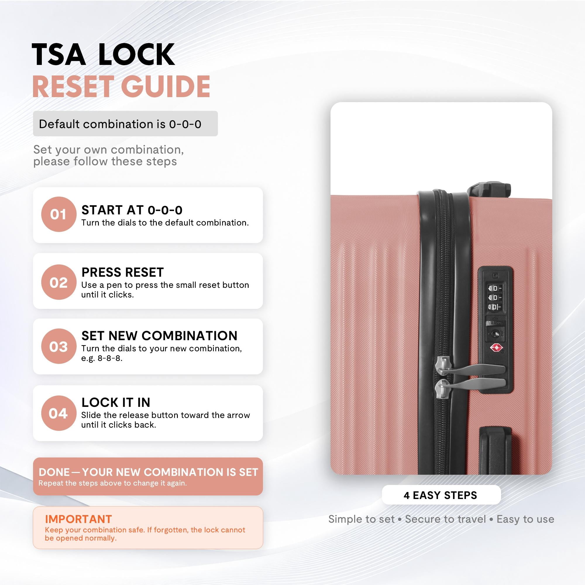 3-Piece ABS Hardshell Luggage Set, Lightweight Scratch-Resistant Suitcases with Silent Spinner Wheels & TSA Lock, Dusty Rose Pink