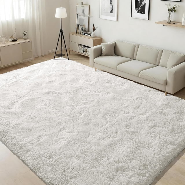 Alfombra ISEAU de 4 x 6 pulgadas, suave y peluda, color blanco, lavable a máquina