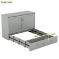 thumbnail image 3 of Harper & Bright Designs Full Size Murphy Bed Wall Bed with Storage Drawers, Wood Murphy Bed Chest with Sockets & USB Ports, Pulley Structure Design, Gray, 3 of 14