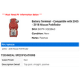 thumbnail image 2 of Battery Terminal - Compatible with 2005 - 2018 Nissan Pathfinder 2006 2007 2008 2009 2010 2011 2012 2013 2014 2015 2016 2017, 2 of 2