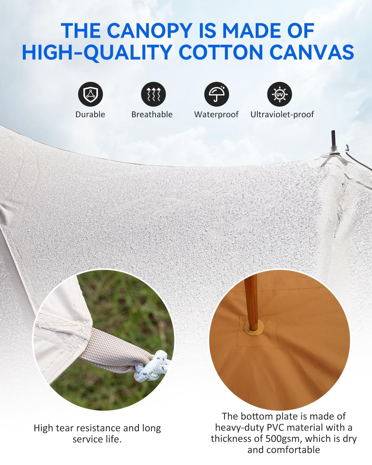 Huloretions Canvas Bell Tent & Screen House Tent Pop-Up for 2-10 People, Portable Tent Camping Canopy with Vents Doors, Carry Bag for Outdoor Activities