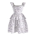 thumbnail image 1 of Vestido de verano para niña RoseSeek con volantes florales, cintura alta, 9Y, 1 of 6