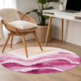 thumbnail image 5 of Pink Waves Coastal Round Rugs 4ft, Pink Ombre Summer Beach Oceans Non Slip Washable Rug Runner, Low Pile Indoor Floor Carpet Mat Bathroom Rugs for Living Room, Bedroom, Kids Room, 5 of 9