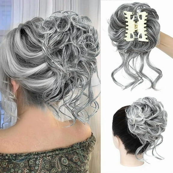 Messy Bun Hair Piece Claw Clip Curly Wavy Hair Buns Tousled Updo Hair Buns Extensions Scrunchie Long Beard Clip Claw in Bun Hair pieces for Women