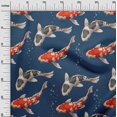 thumbnail image 2 of oneOone Cotton Poplin Navy Blue Fabric Bubbles & Koi Fish Ocean Craft Projects Decor Fabric Printed By The Yard 42 Inch Wide, 2 of 4
