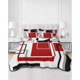 thumbnail image 3 of Red Black Geometric Queen Size Down Alternative Comforter, Lightweight Comforter Quilt Bedding Set with Pillow Shams Contemporary Gray Abstract Stripes All Seasons Bed Comforter Duvet Insert 90"x96", 3 of 7