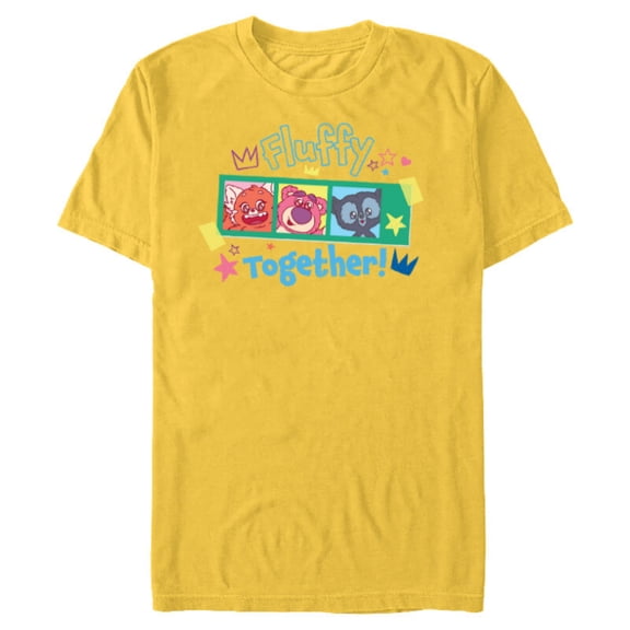 Disney and Pixarās Lotso Mei Brave Bear Cub Fluffy Together - Short Sleeve Blended T-Shirt for Adults - Customized-Yellow