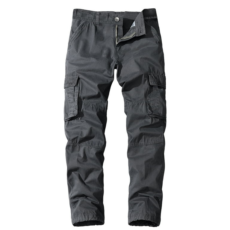Lu's Chic Men's Chino Cargo Pants Work Jogger Lounge Cotton