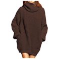 thumbnail image 1 of Aocisk Robe à Col Roulé pour Femmes avec Poches, Robe Midi à Manches Longues pour l'Automne et l'Hiver, Brun G, 1 of 4