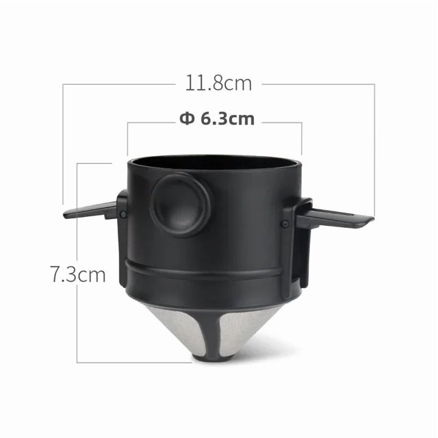 Black Stainless Steel Portable Hand Drip Coffee Maker - Filter-Free Reusable Mesh Filter Cup, Lightweight On-the-Go Brewing Tool with Drip Function, Multi-Purpose Handheld Coffee Appliance for Travel