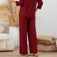 thumbnail image 4 of Women Ribbed Knit Lounge Pants Elastic High Waist Loose Wide Leg Drawstring Pant Fall Comfy Solid Trendy Trousers, 4 of 7