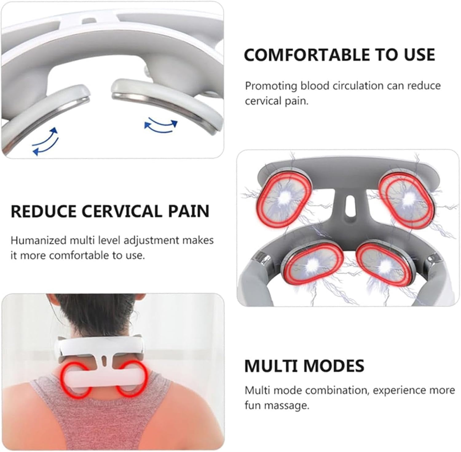 Neck Massager Device - Portable Massager with Heat & Vibration Modes Deep Muscle Activation, 6 Modes, 9Intensities, Hands-Free, Ergonomic Design, Quiet Relaxation