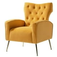 thumbnail image 3 of HULALA HOME Danita Contemporary Velvet Wingback Tufted Chair With Gold Flared Metal Legs By  MUSTARD, 3 of 6