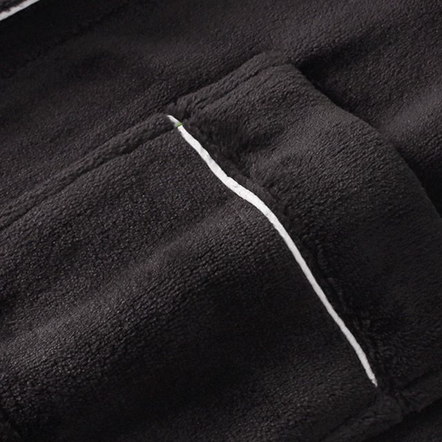 Ruiboury Polyester Warm And Soft Bathrobe For Men Stay Cozy And Comfortable All Day Long Lightweight Men Robe Black 3XL