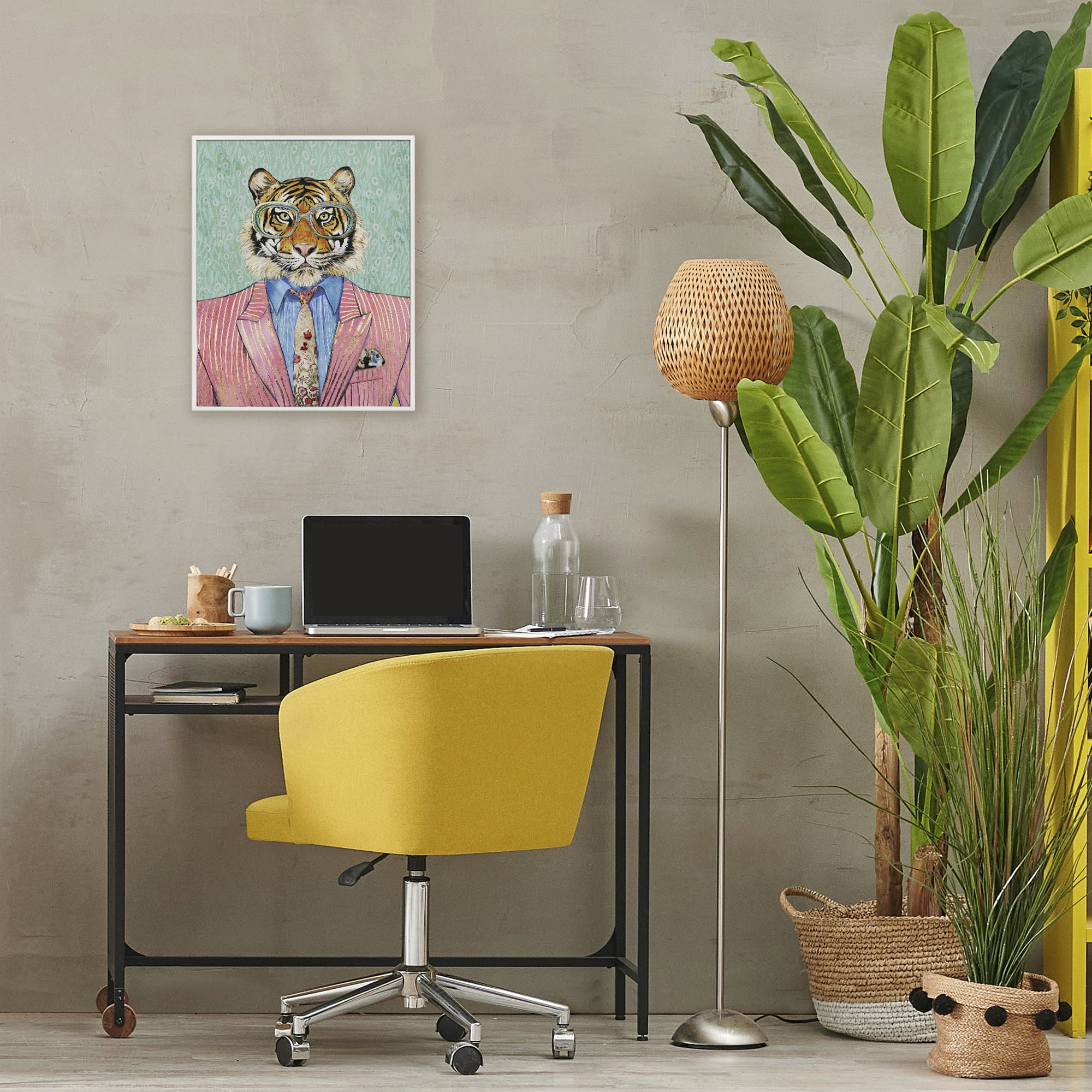 Stupell Industries Sharp Tiger Outfit White Framed Giclee Art, design by Svetlana Aleynikova