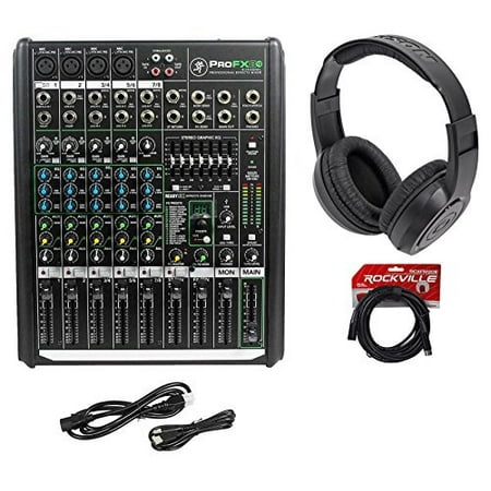 Mackie PROFX8v2 Pro 8 Ch Compact Mixer wEffects, USB PROFX8 V2+Headphones+Cable