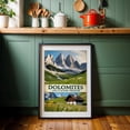 thumbnail image 6 of Dolomites Vintage Travel Poster – Italy’s Alpine Treasure - Veneto Italy Illustration Travel Poster Mountain Landscape Nature Scenic Vintage Pastoral Black Framed Wall Art Print 5 x 7 inches, 6 of 8