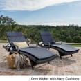 thumbnail image 3 of Anthony Outdoor Wicker Armed Chaise Lounges with Cushions, Set of 2, Grey, Navy Blue, 3 of 19