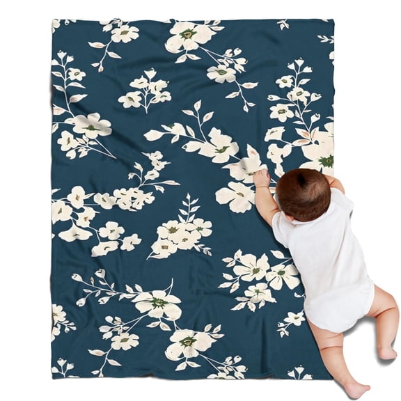 Pioneer Flower Floral Print Pattern Blanket,Comfortable Soft Flannel Throw Blanket,All Season,Warm Lightweight Blankets for Sofa Bed Couch Living Room Chair,30"x40"