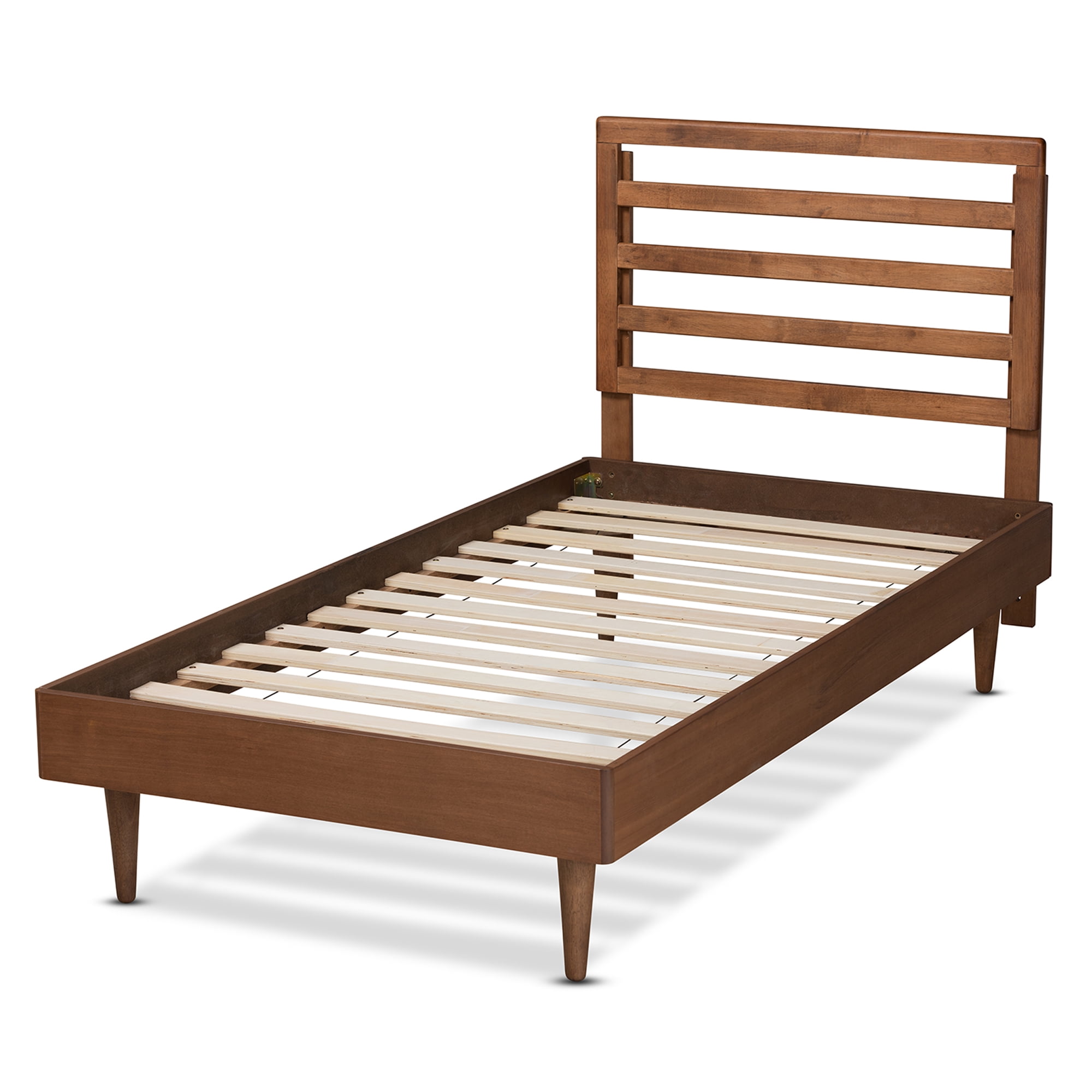 Baxton Studio Ryo Mid-Century Engineered Wood Platform Bed, Twin, Walnut Brown