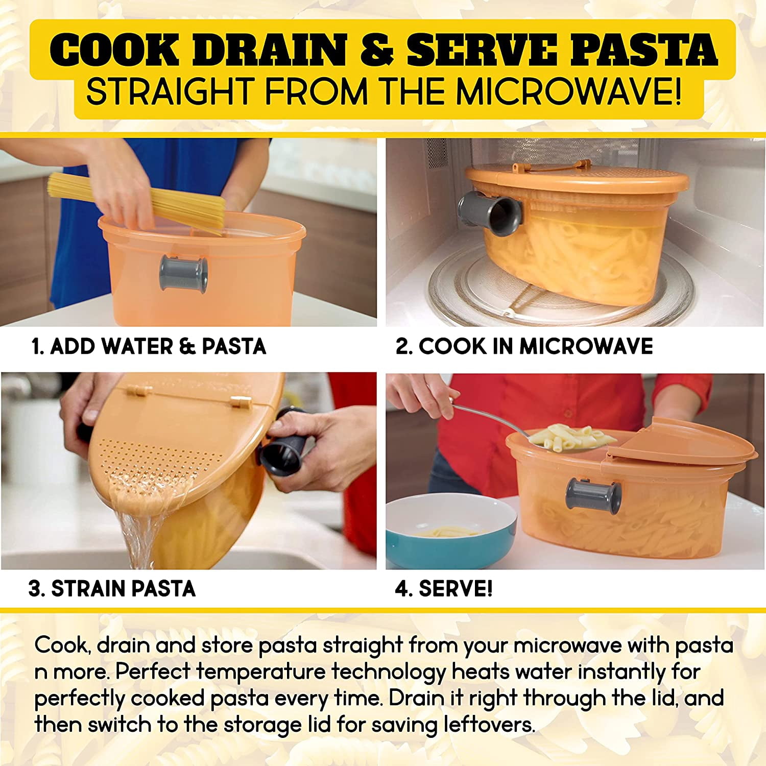 Microwave Pasta Cooker with Strainer Microwave Rice Cooker Noodle Cooker Egg Cooker As Seen on TV