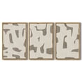 thumbnail image 4 of SHENIFY large 24x36in3pcs Natural Framed Boho Abstract Wall Art Mid-Century Duotone Minimal Dark Brush Stroke Neutral Modern Minimalist Painting Decorative Artwork, 4 of 6
