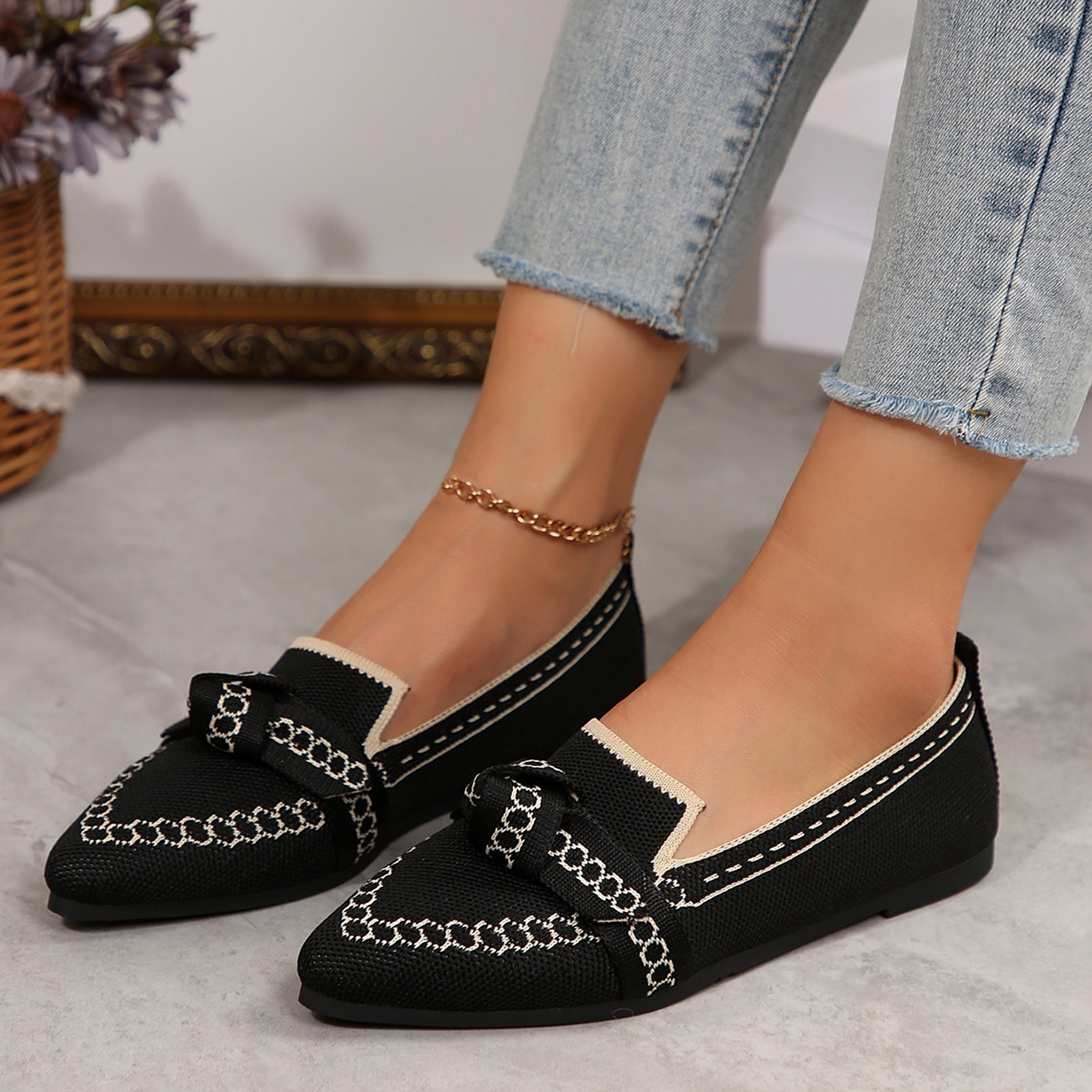 Mocassins Femme En Cuir Confortables - Talon Compensé - Semelle Antidérapante - Sans Lacets - Idéal Travail & Marche