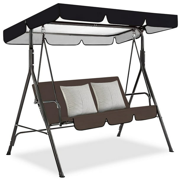 Toldo para columpio de patio para columpios de 3 asientos, impermeable y resistente al sol, cubierta superior para silla de columpio de porche, repuesto para sombrilla, hecho de poliéster de alta dens