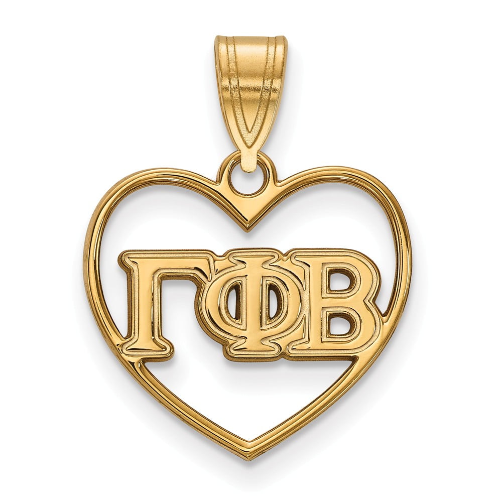 Logoart Sterling Silver Gp Gamma Phi Beta Heart Pendant 