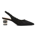 thumbnail image 2 of XYD Women Pointed Toe Rhinestone Slingback Pumps Buckled Strap Crystal Low Heels Elegant Party Bridal Sandals Size 5.5 Black, 2 of 4
