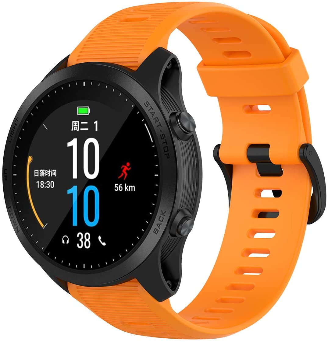 CRKMGS-3-Pack Silicone Bands for Garmin Forerunner 945 Smartwatch Replacement Strap (Black, Gray, Orange)