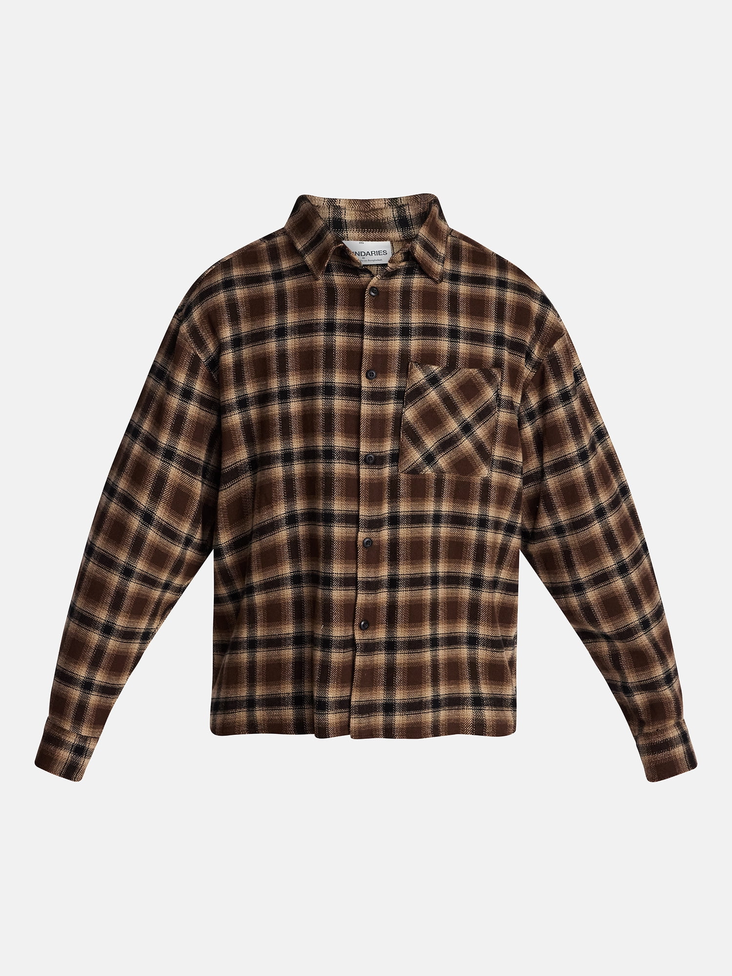 No Boundaries Boxy Cotton Plaid Flannel with Long Sleeves, Men's and Big Men's XS-4XLT