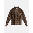 thumbnail image 5 of No Boundaries Boxy Cotton Plaid Flannel with Long Sleeves, Men's and Big Men's XS-4XLT, 5 of 5