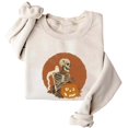 thumbnail image 4 of WEIWEN Halloween Sweatshirt for Women Oversized Fashion Clothing Funny Skeleton Pumpkin Printed Long Sleeve Crewneck Fall Sweaters for Women Going Out Tops Beige, M, 4 of 5