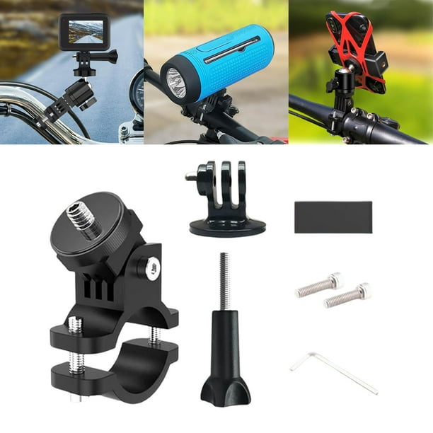 Soporte para linterna de con tornillo de 1/4 ", soporte para manillar, abrazadera de Metal de rotación, suministros de aluminio, soporte par Base de cámara estándar