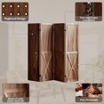 thumbnail image 3 of 4 Panel Pegboard Wood Room Divider, 5.6Ft Pegboard Display Folding Privacy Screens, Peg Board Display Freestanding for Trade Show Craft Show Home Wall Organizer, Retro Brown, 3 of 18
