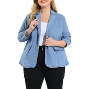 MODA NOVA Juniors Plus Size Workwear Fashion Denim Bomber Blazer