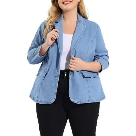 MODA NOVA Juniors Plus Size Workwear Fashion Denim Bomber Blazer