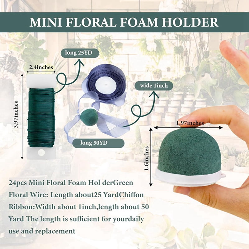36 Pcs Mini Round Floral Foam Holder,Green Dry and Wet Florist Flower Block Craft Arrangement Supplies for Wine Bottle