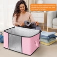 thumbnail image 3 of Fab totes 6 Pack Clothes Storage, Foldable Thick Fabric Blanket Storage Bags, Containers for Organizing Bedroom, Closet, Clothing, Comforter,Organization with Handle,Pink C104, 3 of 3