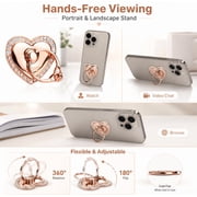 2 Pack Heart Shaped 360° Rotating Phone Ring Holders, Finger Grip and Kickstand for Compatible Smartphones, TIKA