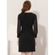 thumbnail image 4 of Vestido De Manga Larga Transparente Con Cuello En V Elegante Con Botones En Contraste Para Mujer Negro XS, 4 of 6