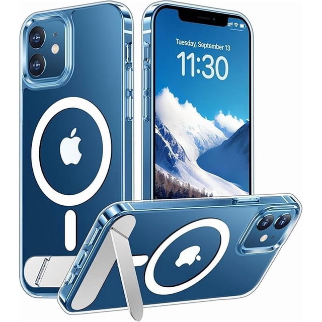 Funda con Soporte Magnético invisible, Delgada Mate, para iPhone 12/12 Pro, Soporte Transparente