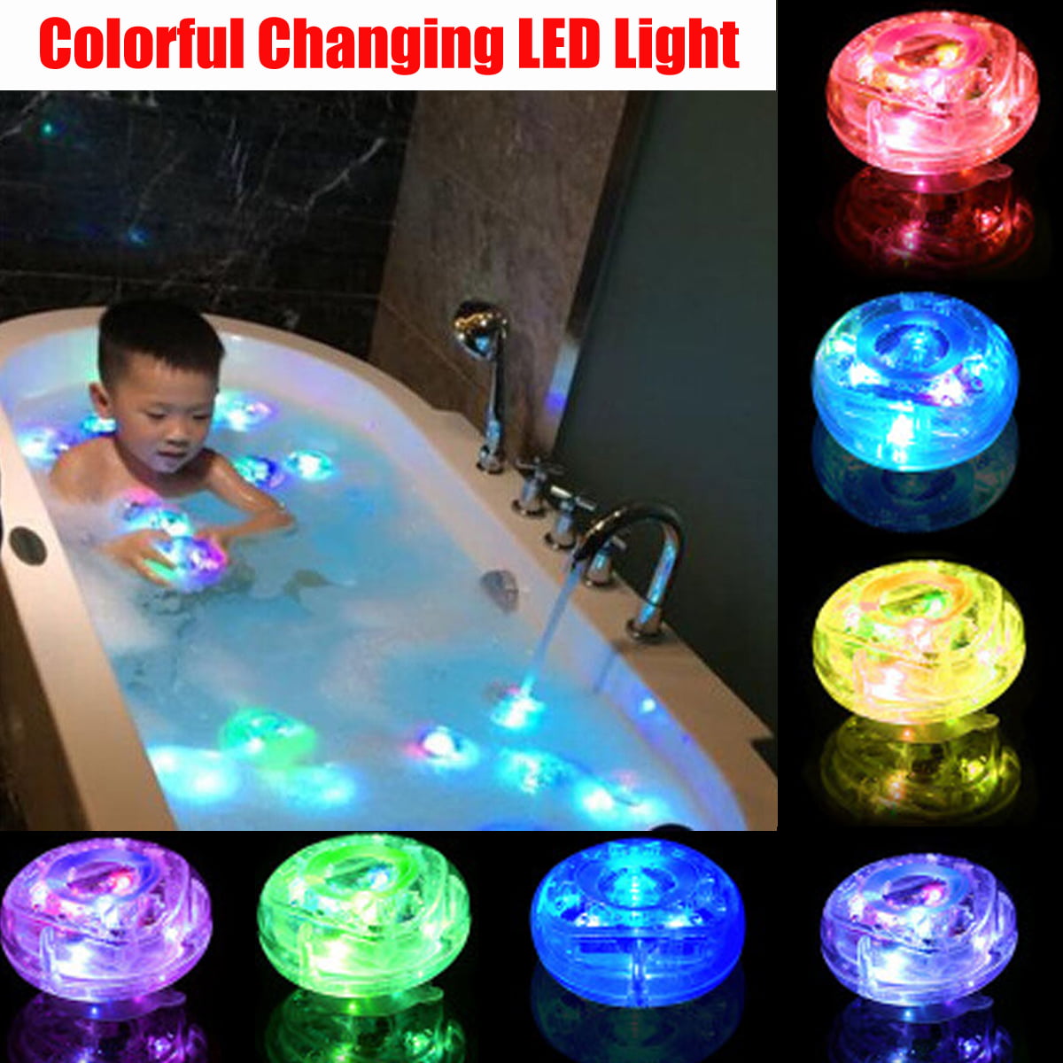 Party in the Tub Bath Time Baby Kids Shower Fun Color Changing LED Light Toys 