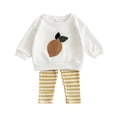 thumbnail image 2 of WAVSUF Baby Fall Sets 2 Piece Long Sleeve Sweatshirt and Striped Printed Leggings Fall Warm Comfort Outfits Yellow 18M, 2 of 8