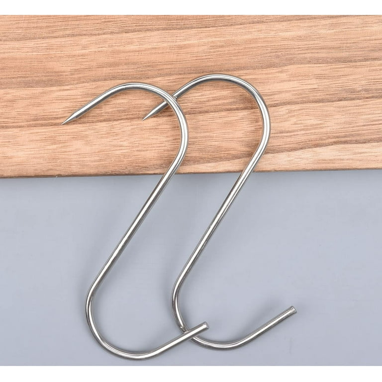 5 Inch 4mm Meat Hooks Stainless Steel Meat S-Hook for  BBQ,Hanging,Smoking,Butchering,Grilling Set of 6 Pack (Meat Hook 5 Inch) 